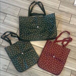 Lululemon Shopping Totes - Maroon and Green Totes - Holiday Collection - NEW